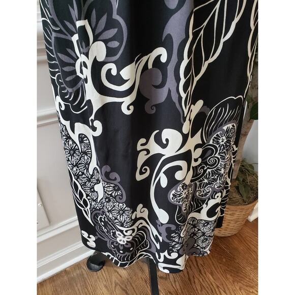 Suzie Knee Length Dress Womens Large Black & White Geo Print Short Sleeve V-Neck - Picture 8 of 10